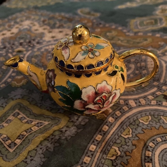 Floral Yellow Teapot Art Piece - Picture 1 of 4